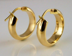 9ct Yellow Gold Round Plain Hoop Earrings - Fox Jewellery