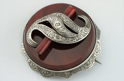 Fine Antique Victorian Silver Scottish Agate Brooch / Pin - Fox Jewellery