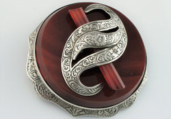 Fine Antique Victorian Silver Scottish Agate Brooch / Pin - Fox Jewellery