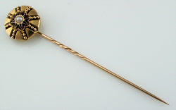 Fine Antique Victorian 9ct Gold Enamel & Pearl Stick - Tie Pin / Cravat Stick - Fox Jewellery