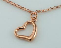 9ct Rose Gold Open Heart Charm Bracelet 7" - Fox Jewellery