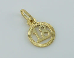 9ct Yellow Gold "18th Birthday" Charm - Pendant - Fox Jewellery