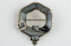 Stunning Fine Antique Victorian Silver Scottish Montrose Agate Brooch / Pin - Fox Jewellery