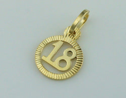 9ct Yellow Gold "18th Birthday" Charm - Pendant - Fox Jewellery