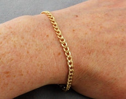 9ct Yellow Gold Hollow Flat Curb Bracelet 18cm / 7 inch - Fox Jewellery