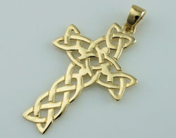 9ct Yellow Gold Celtic Design Cross Pendant - Fox Jewellery