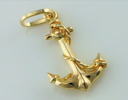 New 9ct Yellow Gold Anchor Charm / Pendant - Fox Jewellery