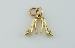 New 9ct Yellow Gold Pair of High Heel Ladies Shoes - Stilettos Charm / Pendant - Fox Jewellery