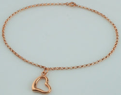 9ct Rose Gold Open Heart Charm Bracelet 7" - Fox Jewellery