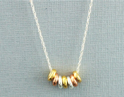 925 Sterling Silver, Yellow, Rose Gold Plated Mini Lucky Rings Pendant Dainty Necklace - Fox Jewellery