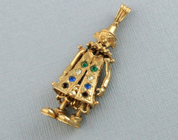 Vintage 9ct Yellow Gold Articulated Clown Pendant - Fox Jewellery