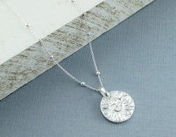 925 Sterling Silver Sun & Moon Double Sided Pendant Necklace - Fox Jewellery