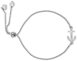 925 Sterling Silver Anchor & Hearts Adjustable Slider Bracelet - Fox Jewellery