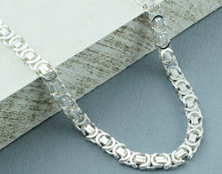 Mens Silver Chain 925 Sterling Silver Byzantine Chain Necklace 6.0mm - Fox Jewellery
