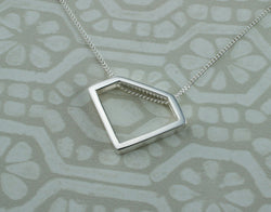 925 Sterling Silver Diamond Shape Pendant Necklace - Fox Jewellery