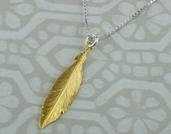 925 Sterling Silver Gold Plated Dreamcatcher Feathers Pendant Necklace - Fox Jewellery