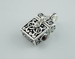 925 Sterling Silver Locket Antique Style Filigree Secret Box Pendant - Fox Jewellery