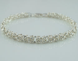 925 Sterling Silver Round Byzantine Bracelet 7.5" - Fox Jewellery