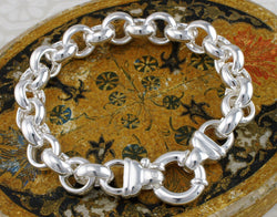 Sterling Silver Chunky Rolo Belcher Bracelet - 925 Silver - Large - Fox Jewellery