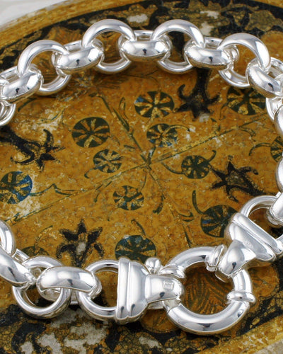 Sterling Silver Chunky Rolo Belcher Bracelet - 925 Silver - Large - Fox Jewellery