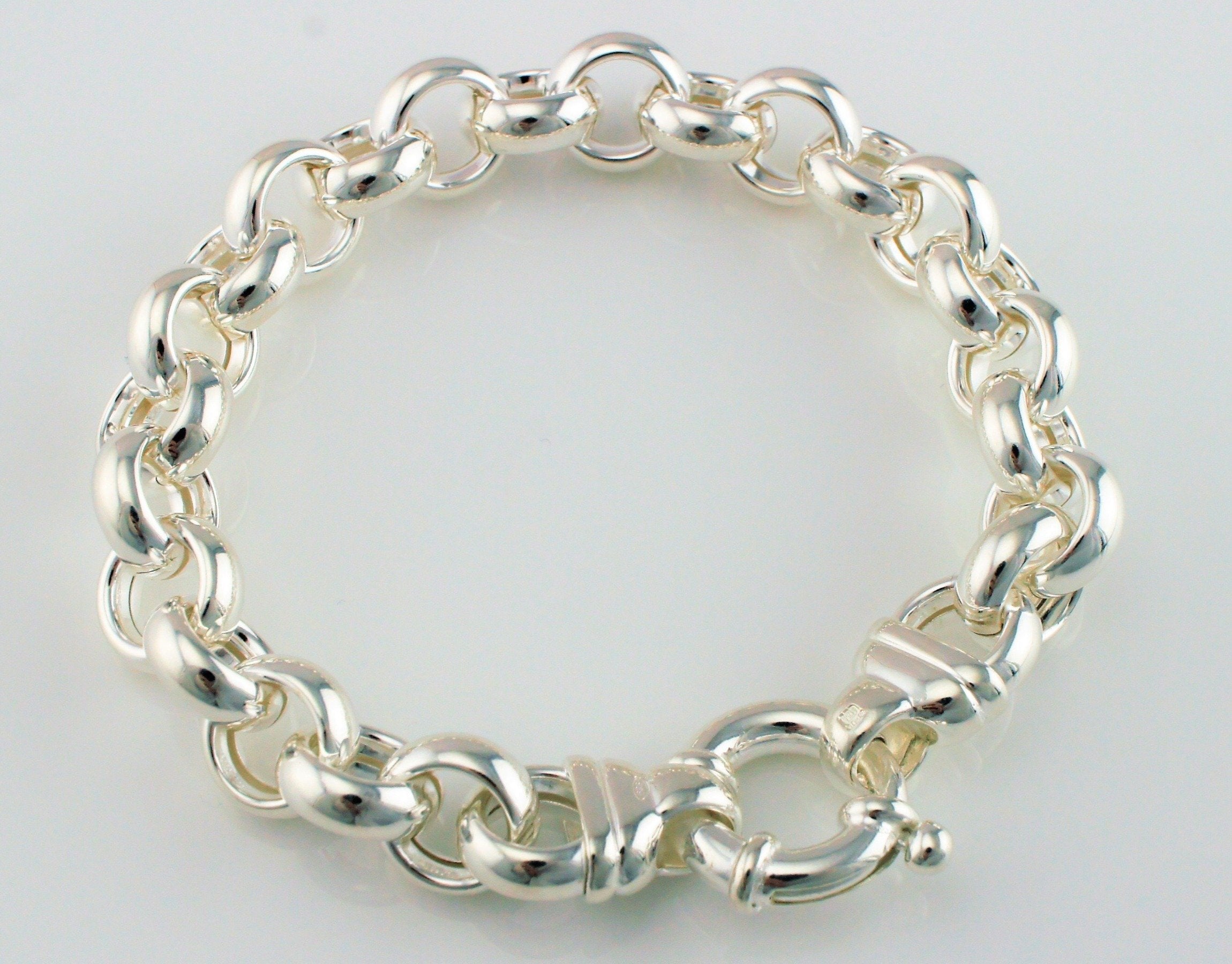 Sterling Silver Chunky Rolo Belcher Bracelet - 925 Silver - Large | Fox ...