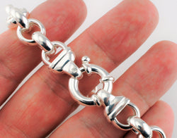 Sterling Silver Chunky Rolo Belcher Bracelet - 925 Silver - Large - Fox Jewellery