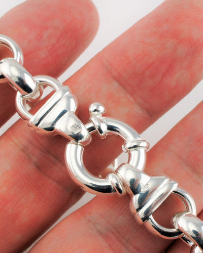 Sterling Silver Chunky Rolo Belcher Bracelet - 925 Silver - Large - Fox Jewellery
