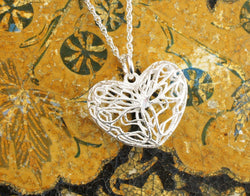 925 Sterling Silver Filigree Butterfly Heart Pendant Necklace 18" - Fox Jewellery