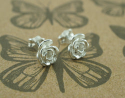 925 Sterling Silver Rose Stud Earrings - Fox Jewellery