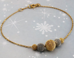 9ct White & Yellow Gold Graduated Balls Adjustable Bracelet - Fox Jewellery