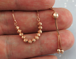 9ct Rose Gold Ball & Chain Adjustable Bracelet - Fox Jewellery