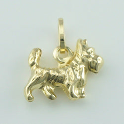 9ct Yellow Gold Yorkshire Terrier Dog Pendant / Charm - Fox Jewellery