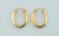 New 9ct Yellow Gold Tube Oval Creole Earrings - Fox Jewellery