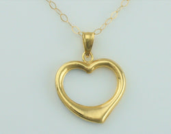 9ct Yellow & White Gold Open Heart Pendant Necklace 18" Inch - Fox Jewellery