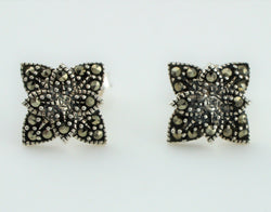 925 Sterling Silver Marcasite Stud Earrings - Fox Jewellery