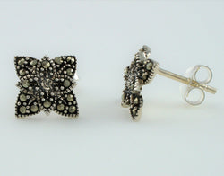 925 Sterling Silver Marcasite Stud Earrings - Fox Jewellery