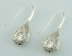 925 Sterling Silver Filigree Teardrop Drop/Dangle Earrings - Fox Jewellery