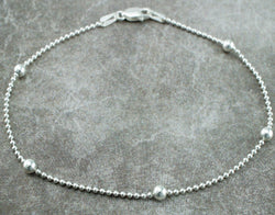 925 Sterling Silver Balls and Bead Chain Bracelet 7" - Fox Jewellery