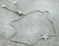 925 Sterling Silver Star & Hearts Adjustable Slider Bracelet - Fox Jewellery