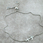 925 Sterling Silver Anchor & Hearts Adjustable Slider Bracelet - Fox Jewellery
