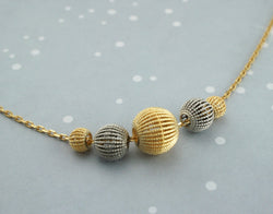9ct White & Yellow Gold Graduated Balls Adjustable Necklace - Fox Jewellery