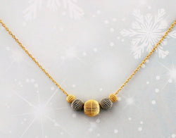 9ct White & Yellow Gold Graduated Balls Adjustable Necklace - Fox Jewellery