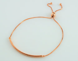 9ct Rose Gold Diamond Cut Bar Slider Adjustable Bracelet / Banglet - Fox Jewellery