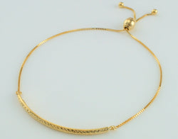 9ct Gold Diamond Cut Bar Slider Adjustable Bracelet - Banglet - Fox Jewellery