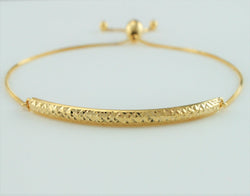 9ct Gold Diamond Cut Bar Slider Adjustable Bracelet - Banglet - Fox Jewellery