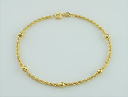 9ct Yellow Gold Rope Chain & Ball Bracelet - Fox Jewellery