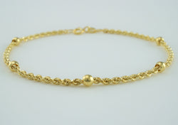 9ct Yellow Gold Rope Chain & Ball Bracelet - Fox Jewellery