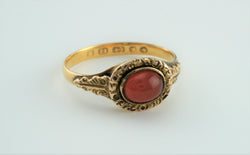 Fine Antique 22ct Yellow Gold & Carnelian Engraved Ring - 1862 - Fox Jewellery