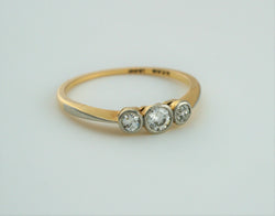 Vintage 18ct Yellow Gold Three Stone Diamond Trilogy Engagement Ring - Fox Jewellery