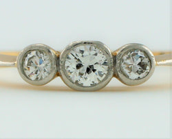 Vintage 18ct Yellow Gold Three Stone Diamond Trilogy Engagement Ring - Fox Jewellery